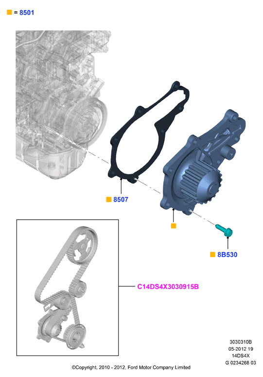 Насос охлаждающей жидкости, Duratorq 1.4 TDCi