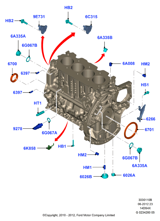 Блок цилиндров и заглушки, Duratorq 1.4 TDCi