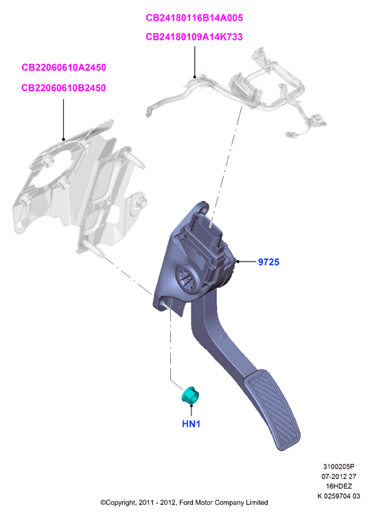 Орг.упр.акселератором/ТНВД, Zetec 1.6 DOHC EFI