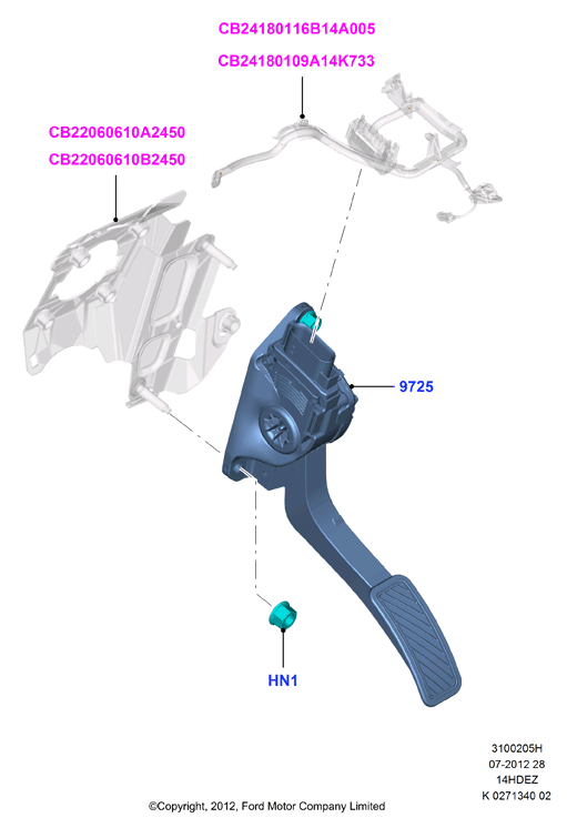 Орг.упр.акселератором/ТНВД, Zetec 1.4 DOHC EFI