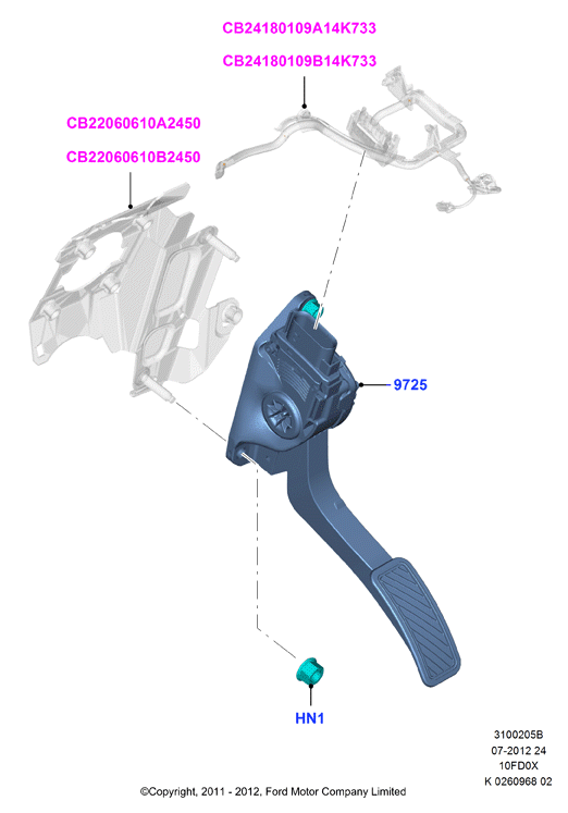 Орг.упр.акселератором/ТНВД, 1.0L 3 CYL Fox (10FD0X)