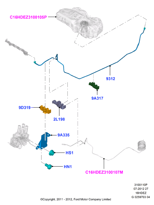 Топливные магистрали, Zetec 1.6 DOHC EFI