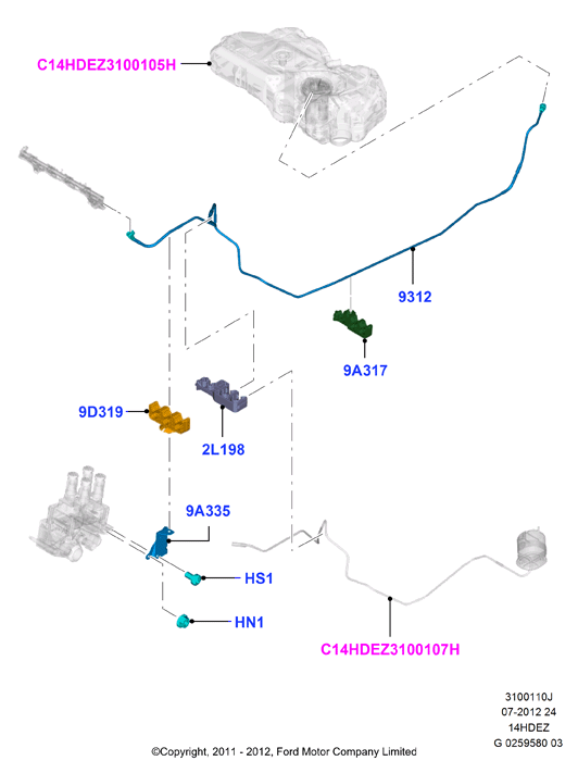 Топливные магистрали, Zetec 1.4 DOHC EFI
