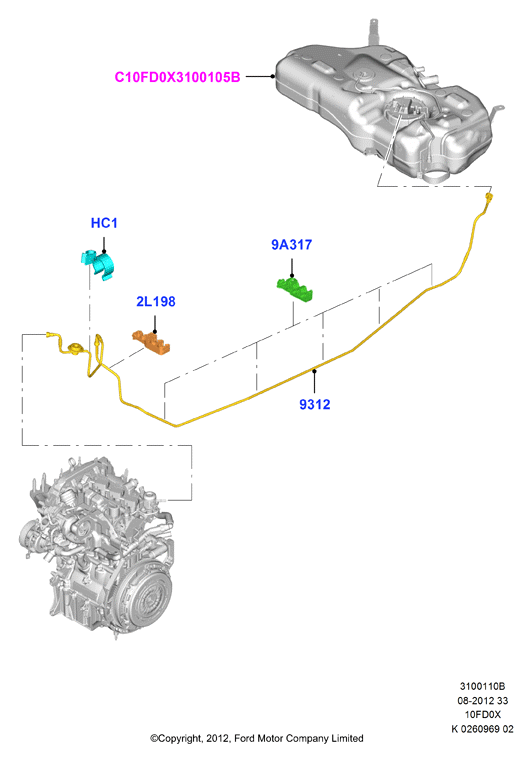 Топливные магистрали, 1.0L 3 CYL Fox             (10FD0X)