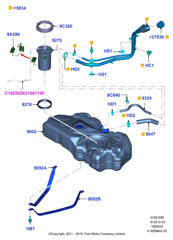 Топл. бак и сопутствующие эле., 1.6 SOHC Diesel
