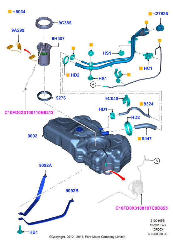 Топл. бак и сопутствующие эле., 1.0L 3 CYL Fox             (10FD0X)