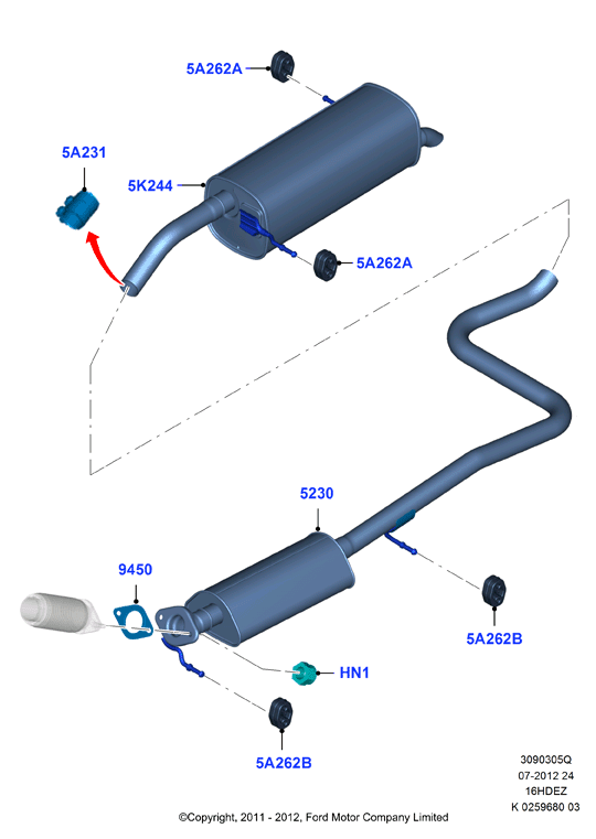 Система выпуска, Zetec 1.6 DOHC EFI