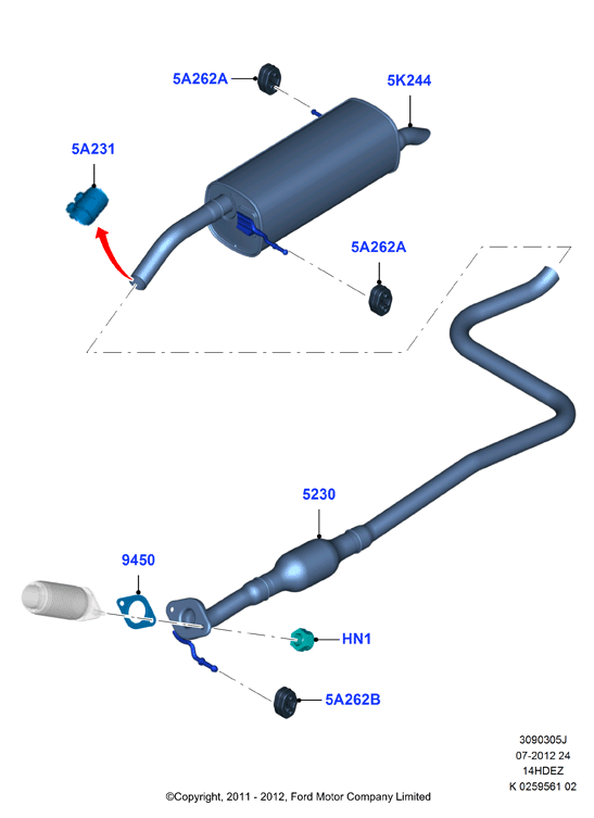 Система выпуска, Zetec 1.4 DOHC EFI