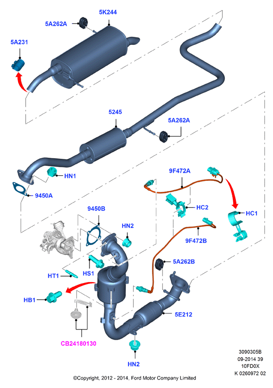 Система выпуска, 1.0L 3 CYL Fox             (10FD0X)