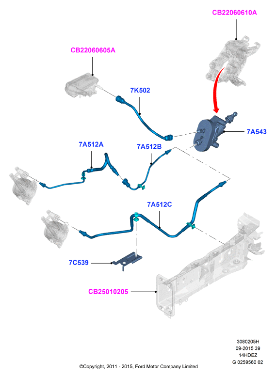 Главный и рабочий цилиндры сцеплен., Zetec 1.4 DOHC EFI