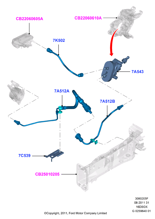 Главный и рабочий цилиндры сцеплен., 1.6 SOHC Diesel