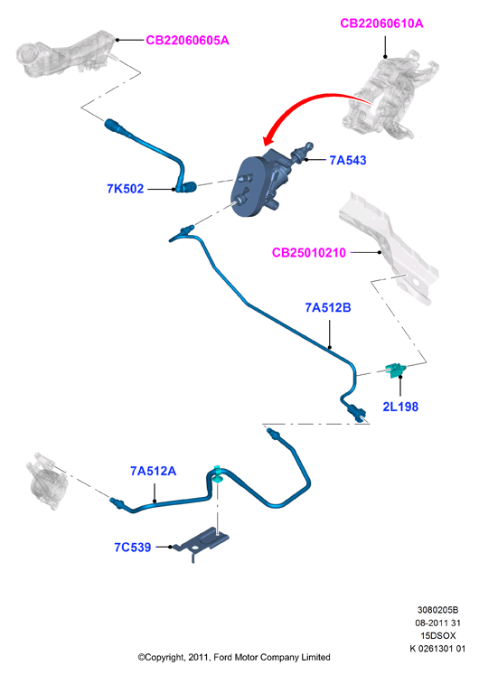Главный и рабочий цилиндры сцеплен., 1.5L SOHC DI TC I4 DIESEL (15DSOX)