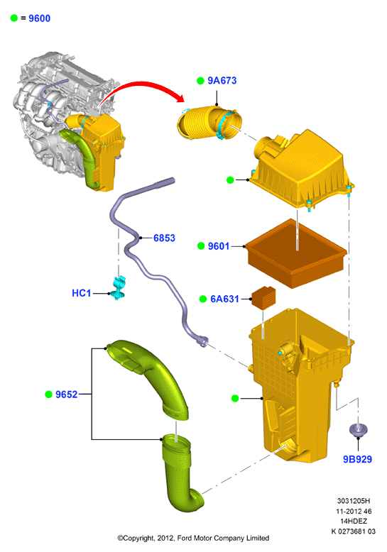 Воздушный фильтр, Zetec 1.4 DOHC EFI