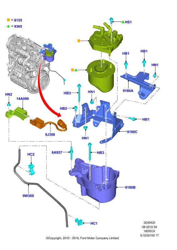 Топливный фильтр, 1.6 SOHC Diesel