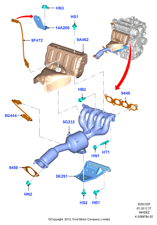 Выпускной коллектор, Zetec 1.6 DOHC EFI