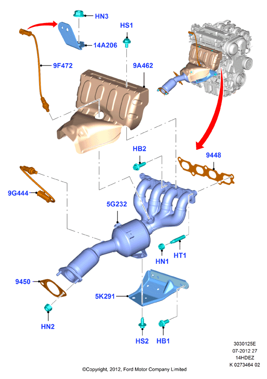 Выпускной коллектор, Zetec 1.4 DOHC EFI