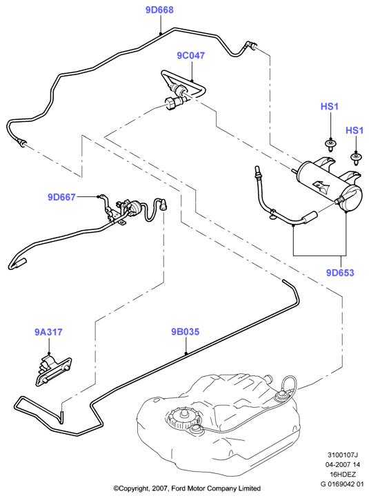 Система улавливания паров топлива, Zetec 1.6 DOHC EFI