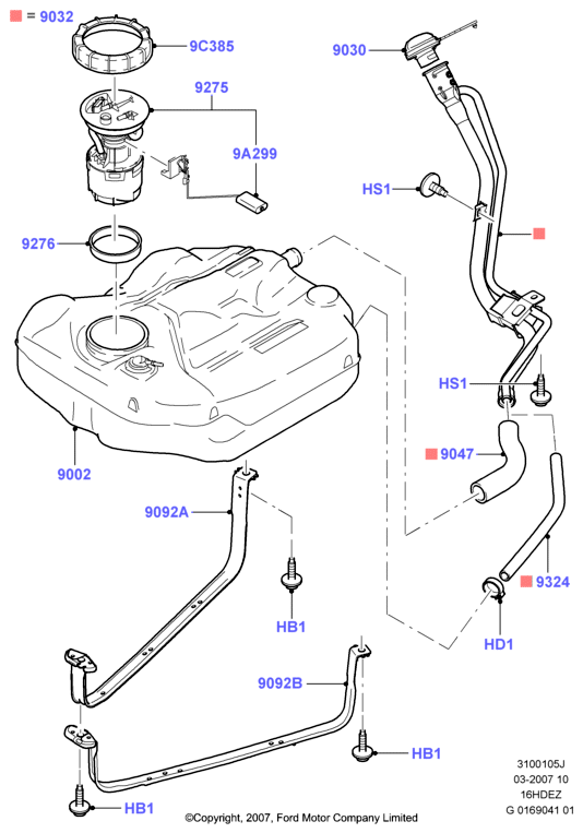 Топл. бак и сопутствующие эле., Zetec 1.6 DOHC EFI