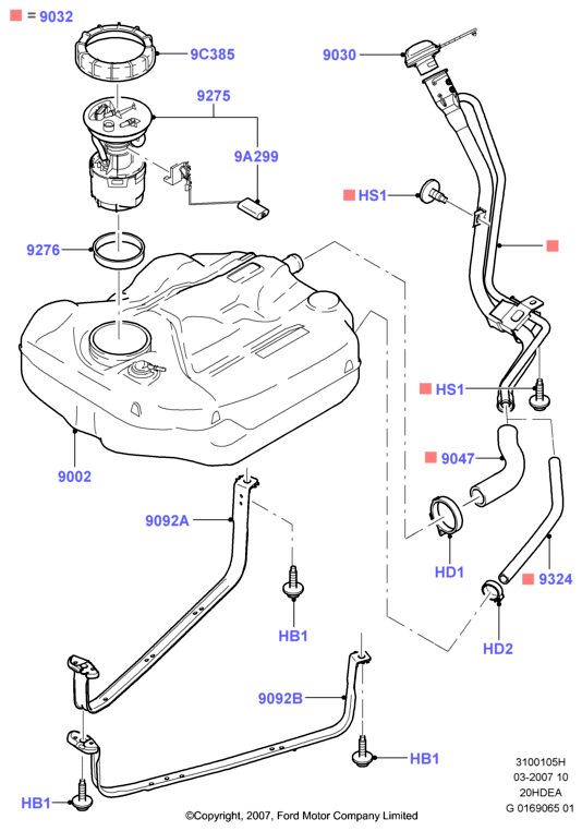 Топл. бак и сопутствующие эле., 2.0L Duratec 16V