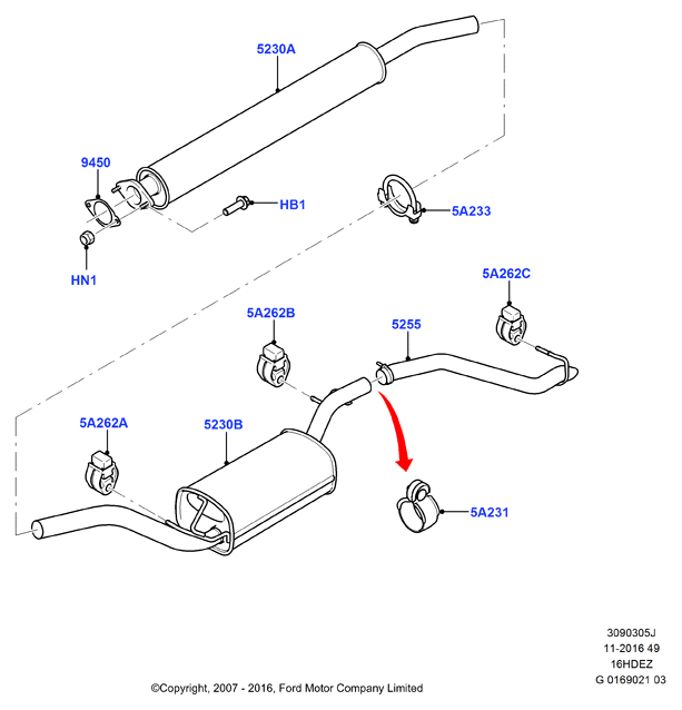 Система выпуска, Zetec 1.6 DOHC EFI