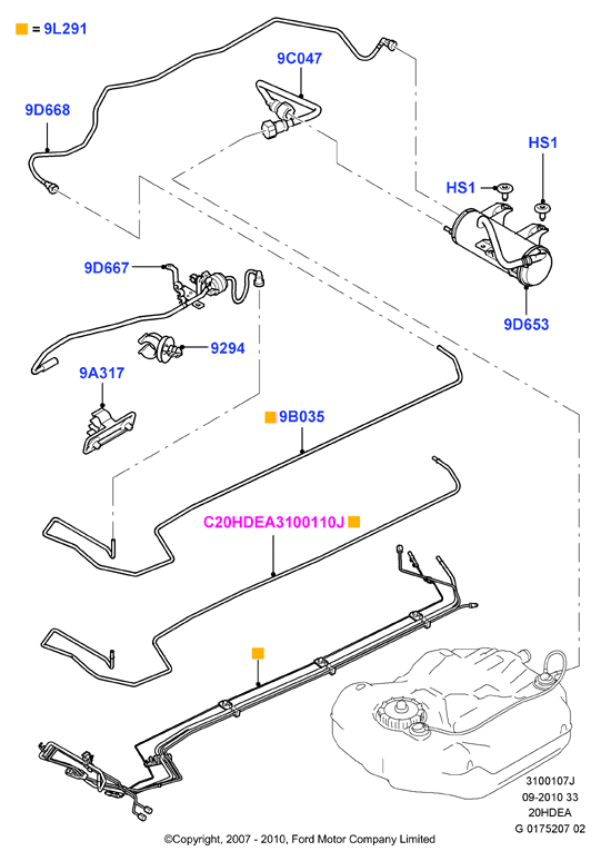 Система улавливания паров топлива, 2.0L Duratec 16V