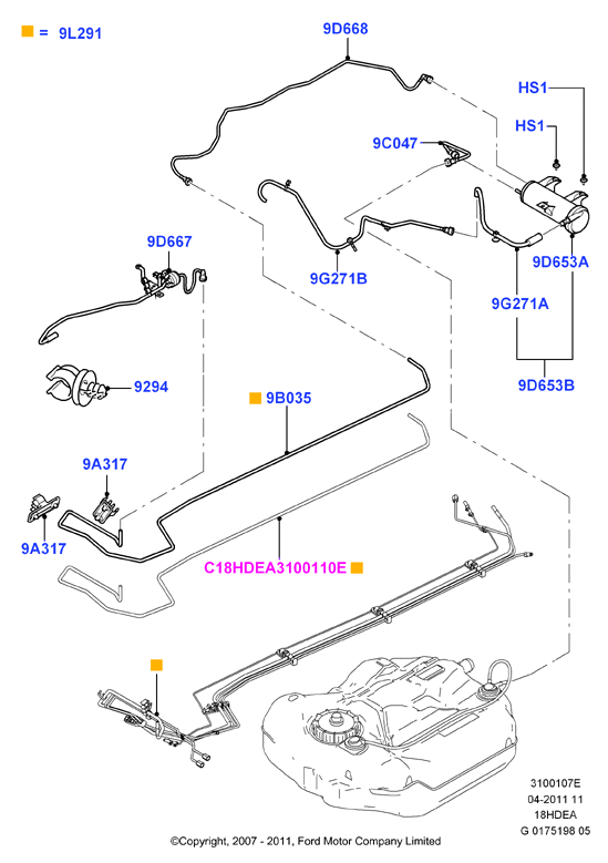 Система улавливания паров топлива, 1.8L Duratec 16V