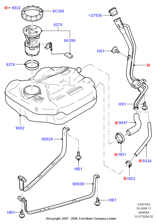 Топл. бак и сопутствующие эле., 2.0L Duratec 16V