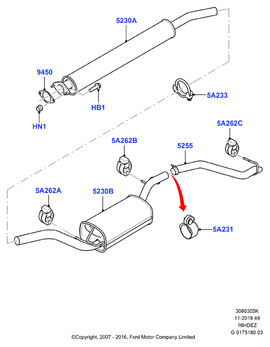 Система выпуска, Zetec 1.6 DOHC EFI