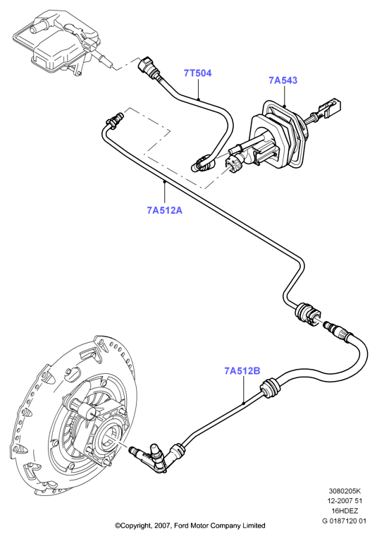 Главный и рабочий цилиндры сцеплен., Zetec 1.6 DOHC EFI
