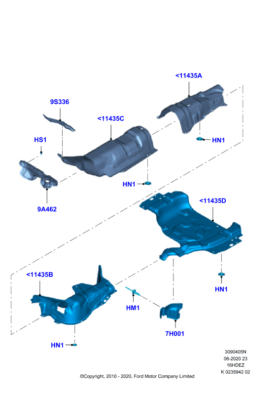 Теплозащитные экраны сист.выпуска, Zetec 1.6 DOHC EFI