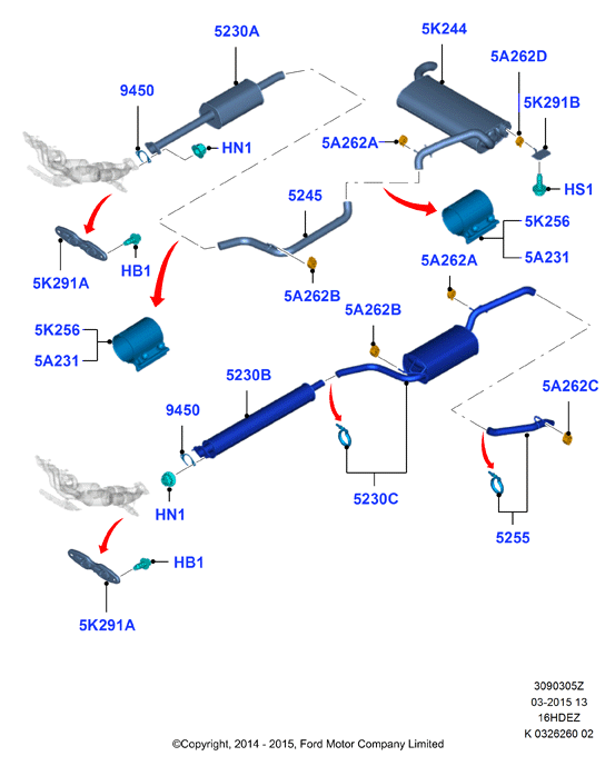 Система выпуска, Zetec 1.6 DOHC EFI