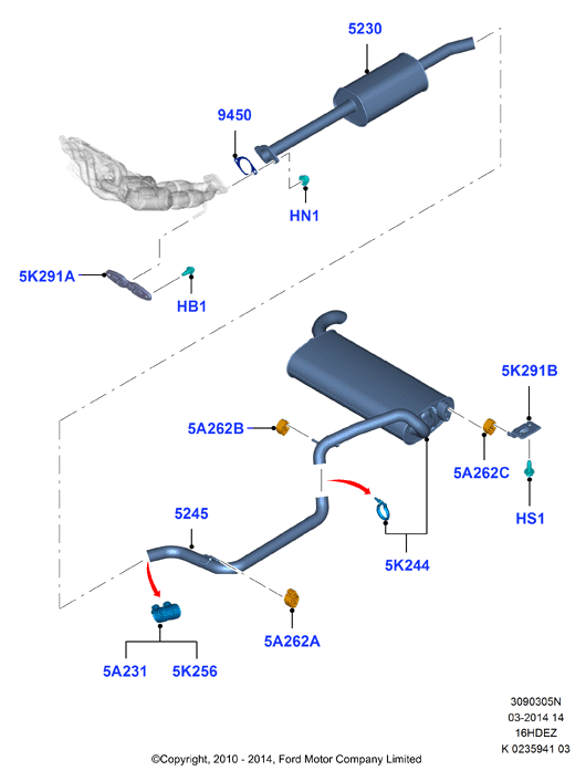 Система выпуска, Zetec 1.6 DOHC EFI