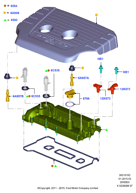 Крышка головки цилиндров, 2.0L 16V DOHC EFI