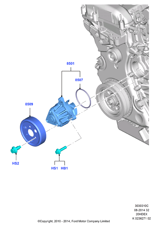 Насос охлаждающей жидкости, 2.0L 16V DOHC EFI