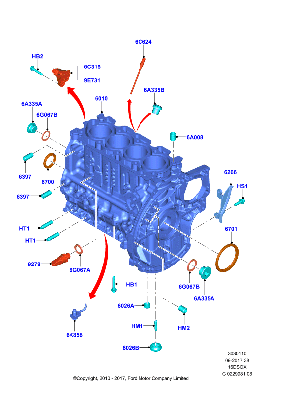 Блок цилиндров и заглушки, 1.6 SOHC Diesel