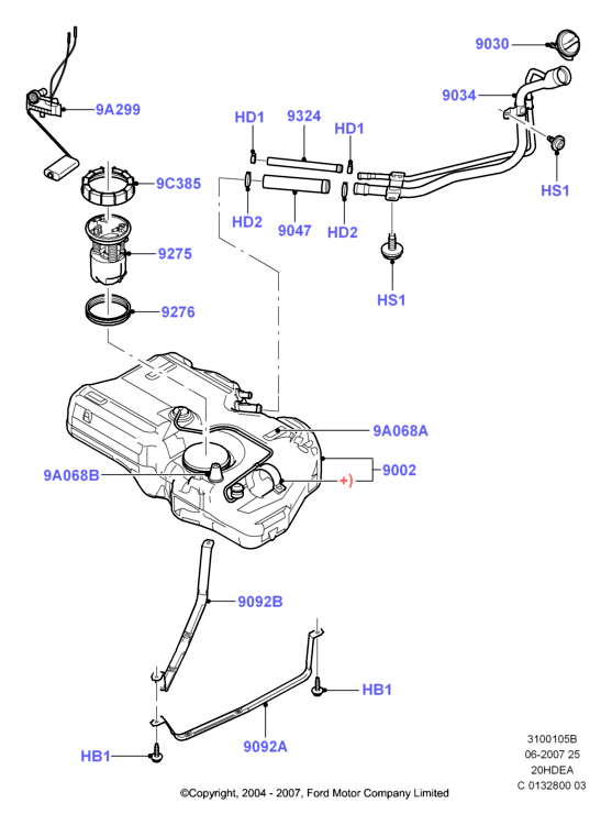 Топл. бак и сопутствующие эле., 2.0L Duratec 16V