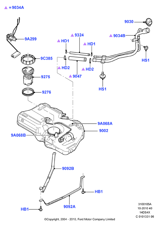 Топл. бак и сопутствующие эле., Duratorq 1.4 TDCi