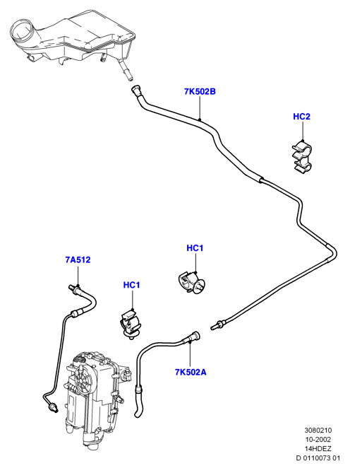 Трубопроводы сцепления - ASM, Zetec 1.4 DOHC EFI