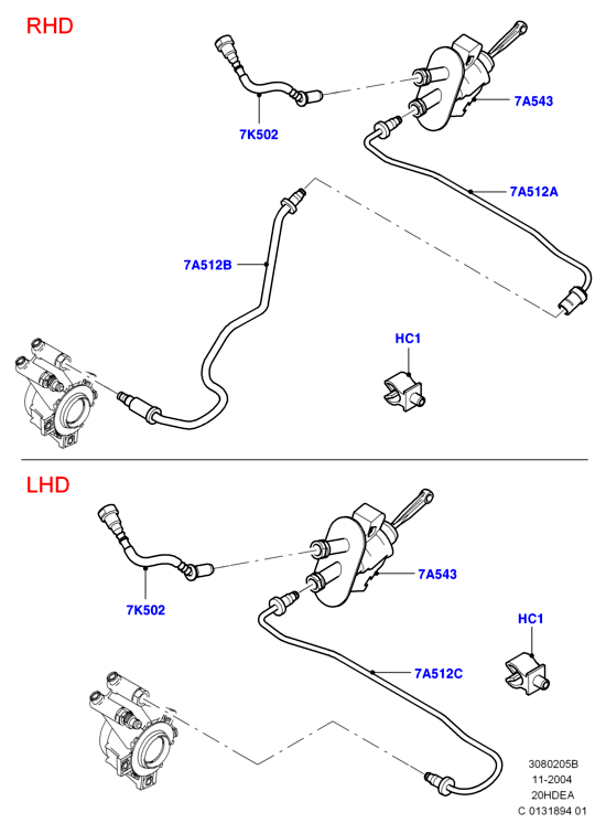 Главный и рабочий цилиндры сцеплен., 2.0L Duratec 16V