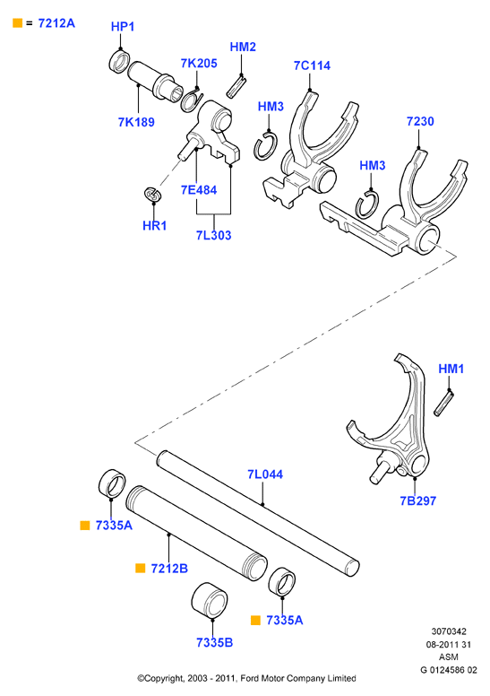 Вилки селект.МКП в бл.с вед.мост., 5 Speed Auto Shift Manual