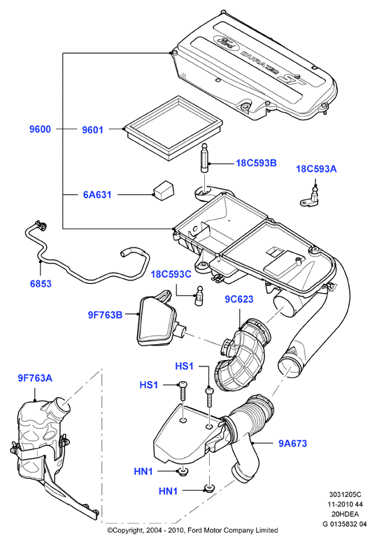 Воздушный фильтр, 2.0L Duratec 16V
