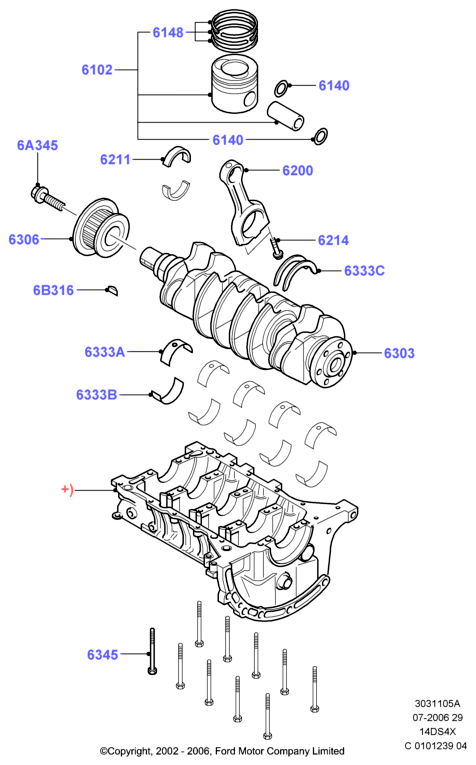 Коленчатый вал/поршни и подшипники, Duratorq 1.4 TDCi