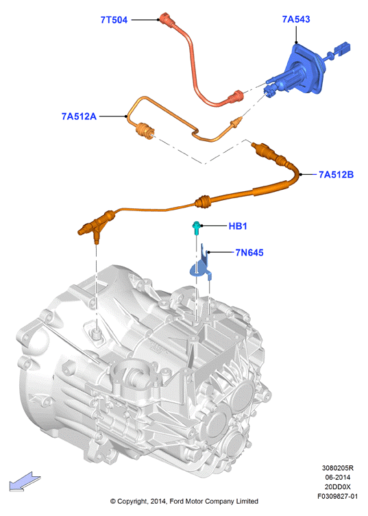 Главный и рабочий цилиндры сцеплен., 2.0 DI Diesel