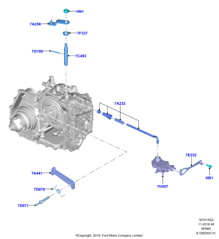 Механизмы управл. коробки передач, 6F 6 Speed Mid Range Auto