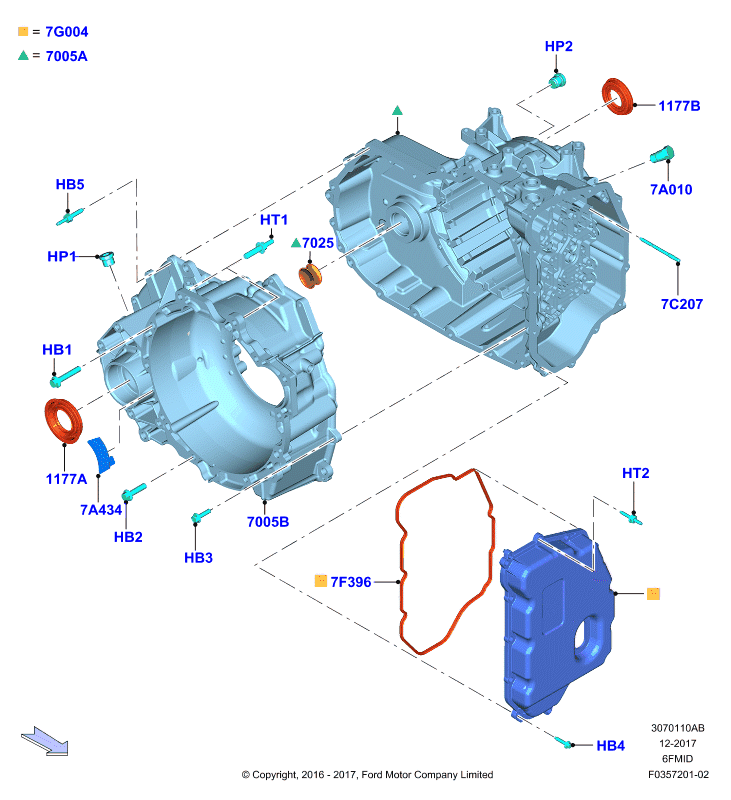 Внешние эл-ты коробки передач, 6F 6 Speed Mid Range Auto