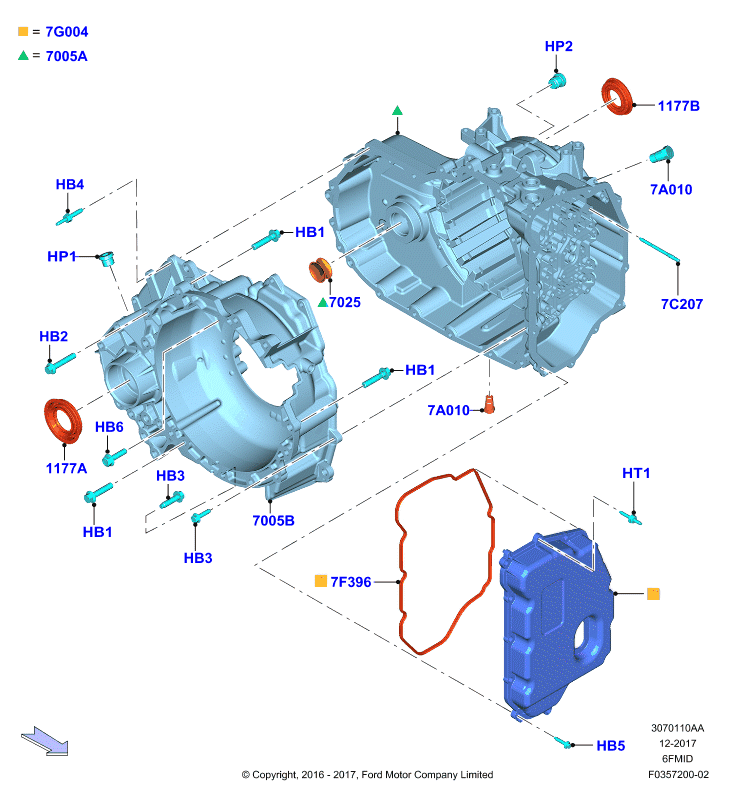Внешние эл-ты коробки передач, 6F 6 Speed Mid Range Auto