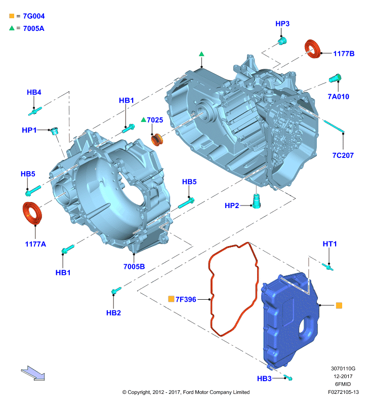 Внешние эл-ты коробки передач, 6F 6 Speed Mid Range Auto