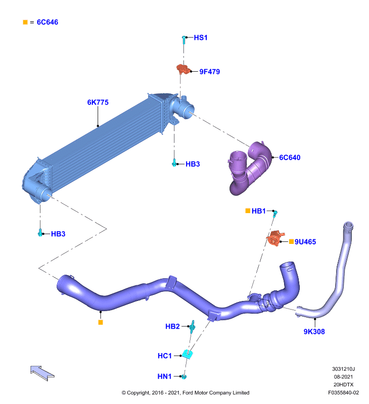 Пром.теплообм/воздуховоды и шланги, 2.0 DOHC 16В с турбокомпрессором