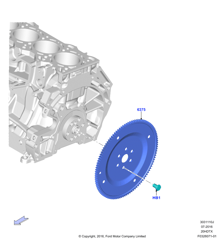 Маховик, 2.0 DOHC 16В с турбокомпрессором