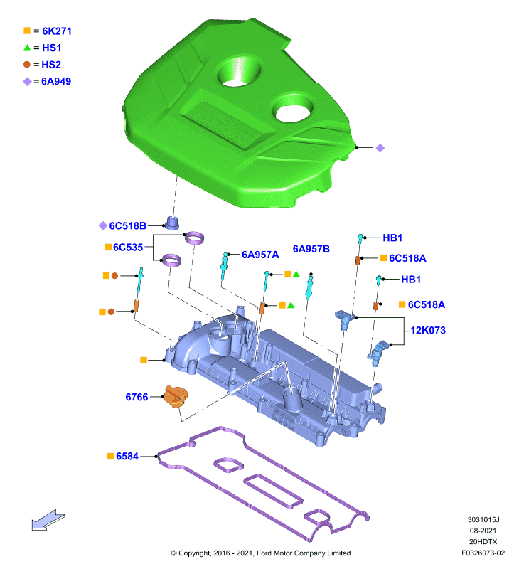 Крышка головки цилиндров, 2.0 DOHC 16В с турбокомпрессором